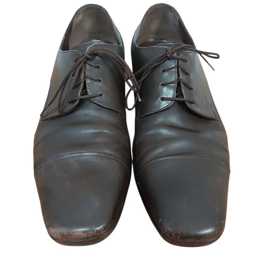 VTG Salvatore Ferragamo Men Lace-up Oxford 10.5 Brown Bespoke Formal Dress Shoes